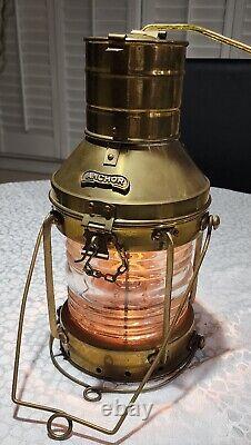 Vintage, 1940s, Anchor, Brass& Copper Ship Oil &Electric Lantern Navy Maritime Rare