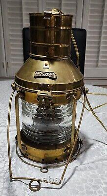 Vintage, 1940s, Anchor, Brass& Copper Ship Oil &Electric Lantern Navy Maritime Rare