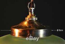 Vintage 1940s Art Deco brass Tint Frosted Gilt glass Light pendant lantern shade