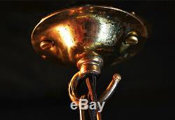 Vintage 1940s Art Deco brass Tint Frosted Gilt glass Light pendant lantern shade