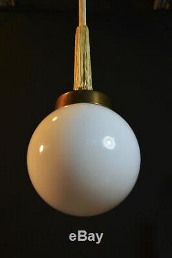 Vintage 1940s Original Art Deco Opaline glass school house Globe lantern light