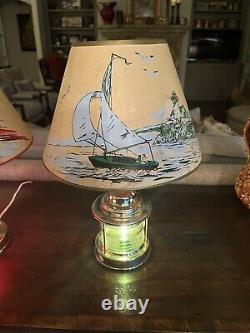 Vintage 1950's Nautical Table Lamps Mariner Ship Lanterns Original Shades PAIR