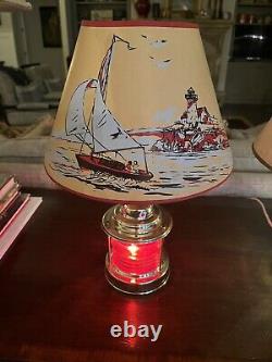 Vintage 1950's Nautical Table Lamps Mariner Ship Lanterns Original Shades PAIR