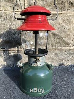 Vintage 1951 Coleman Christmas Lantern 200A 12/51 Sunrise Pyrex Green Red Lamp
