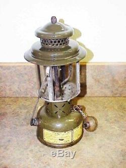 Vintage 1952 COLEMAN Lantern U. S. Army Military Gasoline Leaded Fuel Olive Drab