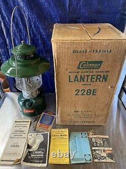 Vintage 1955 Coleman Lantern Model 228E Dated 8/55 BIG HAT Reflector Box Manuals
