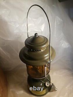 Vintage 1956 Gas Camping Lantern Coleman Olive Drab Porcelain 252A