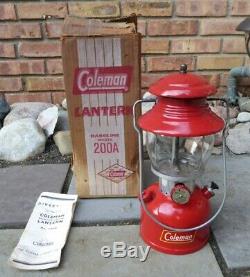 Vintage 1958 Coleman Lantern Model 200a Red Burgundy Single Mantle In Orig. Box