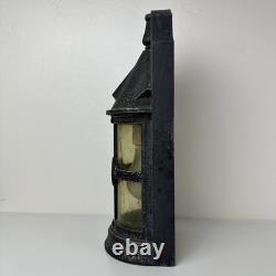 Vintage 1960 Wrought Iron Spanish Revival Wall Lantern Sconce Amber Bubble Glass