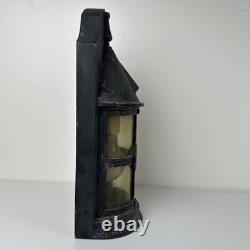 Vintage 1960 Wrought Iron Spanish Revival Wall Lantern Sconce Amber Bubble Glass
