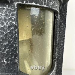 Vintage 1960 Wrought Iron Spanish Revival Wall Lantern Sconce Amber Bubble Glass