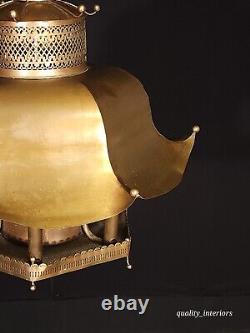 Vintage 1960s Mid Century Modern MCM Brass Pagoda 7 Light Lantern Chandelier