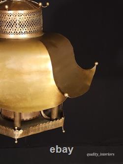 Vintage 1960s Mid Century Modern MCM Brass Pagoda 7 Light Lantern Chandelier