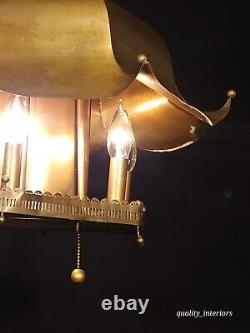 Vintage 1960s Mid Century Modern MCM Brass Pagoda 7 Light Lantern Chandelier