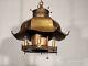 Vintage 1960s Mid Century Modern MCM Brass Pagoda 7 Lite Lantern Chandelier