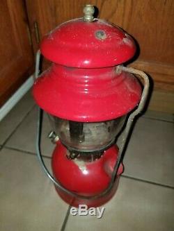Vintage 1962 Coleman Burgundy Lantern No. 200A Dated 62 Red Pyrex Globe Camping