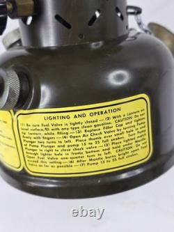 Vintage 1965 Coleman US Army Military Gasoline Leaded Fuel Lantern Camping