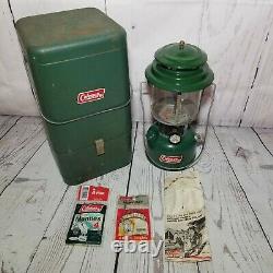 Vintage 1976 Coleman Lantern 220J with Guillotine Metal Case New Mantles, Manual