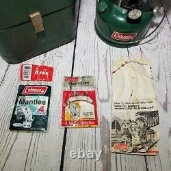 Vintage 1976 Coleman Lantern 220J with Guillotine Metal Case New Mantles, Manual