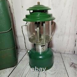 Vintage 1976 Coleman Lantern 220J with Guillotine Metal Case New Mantles, Manual