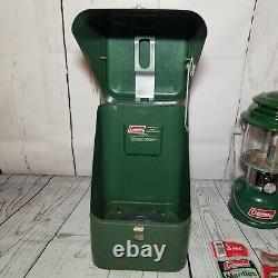 Vintage 1976 Coleman Lantern 220J with Guillotine Metal Case New Mantles, Manual