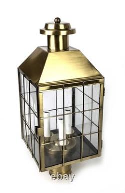 Vintage 1980's Norwell Nantucket Style Antique Brass Post Cap Lantern NOS