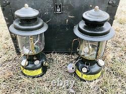 Vintage 1988 Coleman US Military Gas SMP Lanterns In Wood Crate With Accessories