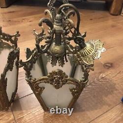 Vintage 2 X Brass Ornate Pendant Lantern Antique Lights Rococo Baroque Style
