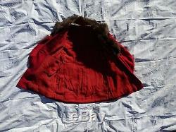 Vintage 40s Red Wool Lantern Poet Sleeve Insulated Fur Collar Coat L/XL