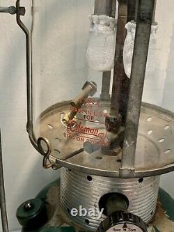 Vintage 4/63 Coleman Lantern 220E Metal Case, 4 New Mantles, Filter Funnel Works