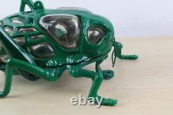 Vintage 70s Japanese Iron and Blown Glass Cricket Lantern 12 Long RESTORED