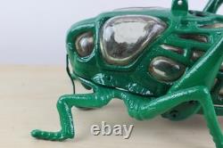 Vintage 70s Japanese Iron and Blown Glass Cricket Lantern 12 Long RESTORED
