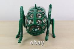 Vintage 70s Japanese Iron and Blown Glass Cricket Lantern 12 Long RESTORED