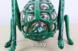 Vintage 70s Japanese Iron and Blown Glass Cricket Lantern 12 Long RESTORED