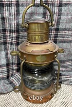 Vintage ANCHORLIGHT Copper/Brass Nautical Lantern -Clark Bros London Bristol