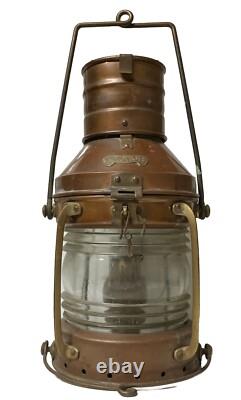 Vintage ANCHOR Brass Ship Oil Lantern Maritime Original
