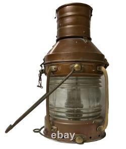 Vintage ANCHOR Brass Ship Oil Lantern Maritime Original