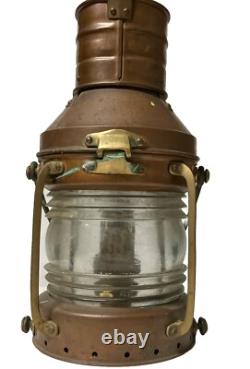 Vintage ANCHOR Brass Ship Oil Lantern Maritime Original