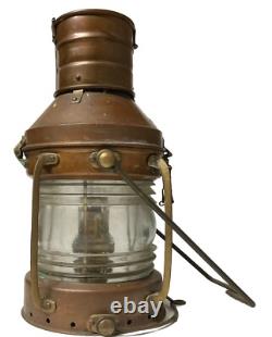 Vintage ANCHOR Brass Ship Oil Lantern Maritime Original