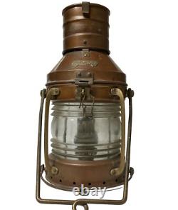 Vintage ANCHOR Brass Ship Oil Lantern Maritime Original