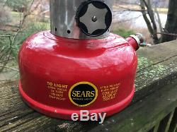 Vintage All Original 1964 Red Sears Roebuck White Gas Lantern Model 476.74070