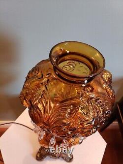 Vintage Amber Glass Cherub Table Lamp Victorian Antique Style