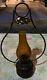 Vintage Amber Hurricane Hanging Lantern Wooden
