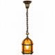 Vintage Amber Textured Glass Hanging Pendant Lantern Bronze Copper 32.5in