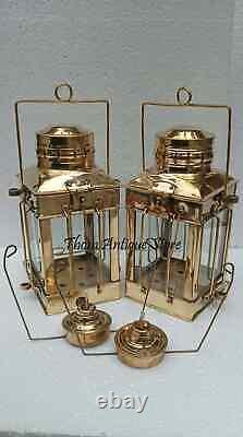 Vintage Anchor Decorative Oil Lamp Nautical Ship Lantern Antique Finish Set Of 2