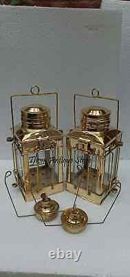 Vintage Anchor Decorative Oil Lamp Nautical Ship Lantern Antique Finish Set Of 2