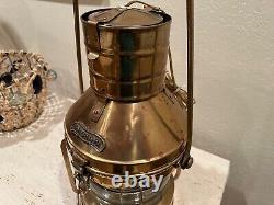 Vintage Anchor Shipping Lantern. 1950's Copper and Brass Oil Burning Lantern