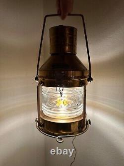 Vintage Anchor Shipping Lantern. 1950's Copper and Brass Oil Burning Lantern
