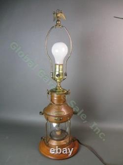 Vintage Anchor Tung Woo Electrified Copper 2 Bulb Lamp Nautical Ship Oil Lantern