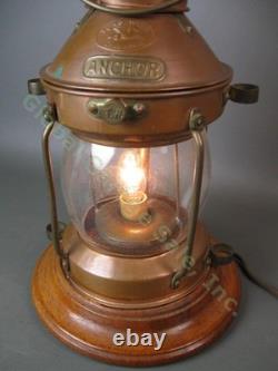Vintage Anchor Tung Woo Electrified Copper 2 Bulb Lamp Nautical Ship Oil Lantern